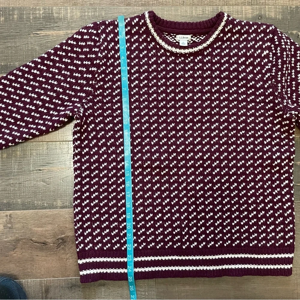 LL Bean Women's Bean's Classic Ragg Wool Sweater Crewneck Bird's-Eye L - Picture 6 of 9